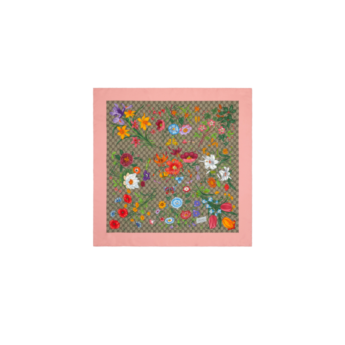 GUCCI SCARF FLORA PRINT SILK TWILL 602585 (90*90cm)